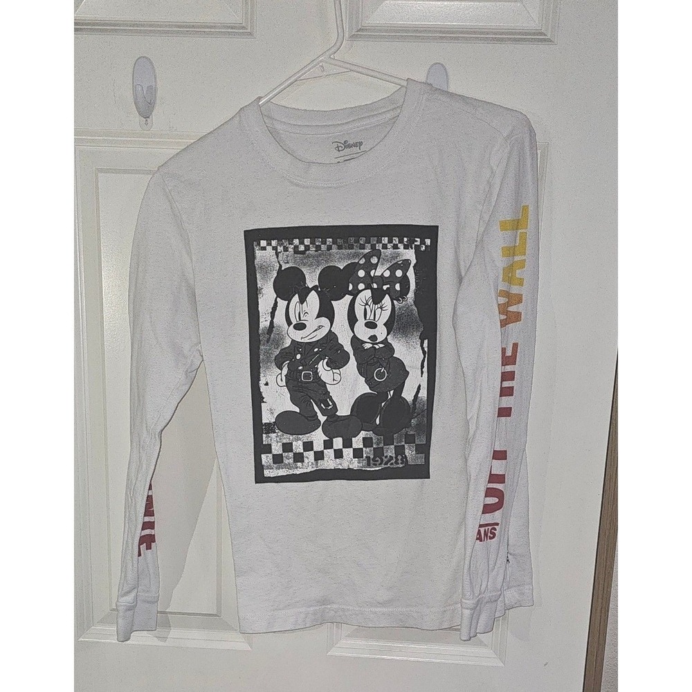 Vans x Disney Mickey Minnie Mouse Off The Wall Long Sleeve Tee White XS